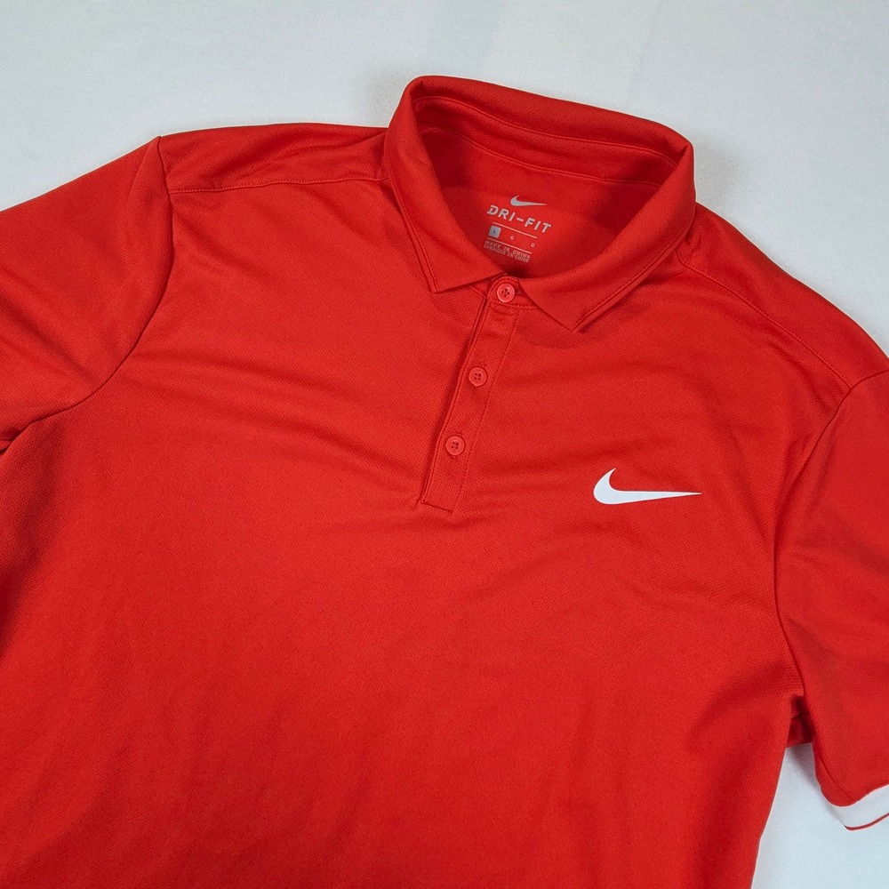 Nike Dri-FIT Mens Polo Shirt Red Short Sleeve Golf Sport Top Size Large